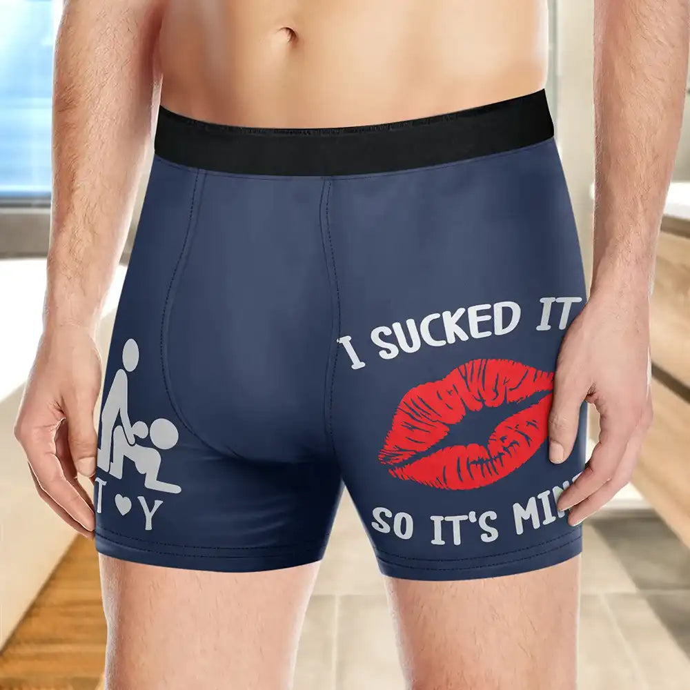Gift For Couples,Gift For Him,Gift For Husband,Humorous,Icon,Top Market - Naughty Gift For Husband Boyfriend - Personalized I Licked It So It's Mine Men's Boxer Briefs