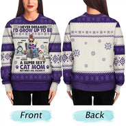 Funny,Cat Mom,Cat Lovers,Cat Dad,Christmas - Never Dream I'd Grow Up - Personalized Unisex Ugly Sweater