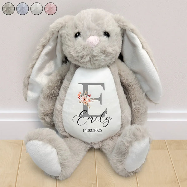 Happy, Gift For Wife, Parents, Gift For Mother, New baby, New Mom, Pregnant Mom - New Baby Baby Shower - Personalized Soft Toy Bunny