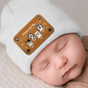 Top Market,Pet Mom,New Baby,Playful,Christmas,Gift For Mother,Pet Lovers,Vector - New Baby Protected By Pets Gift For New Mom New Dad New Baby - Personalized Beanie With Leather Patch