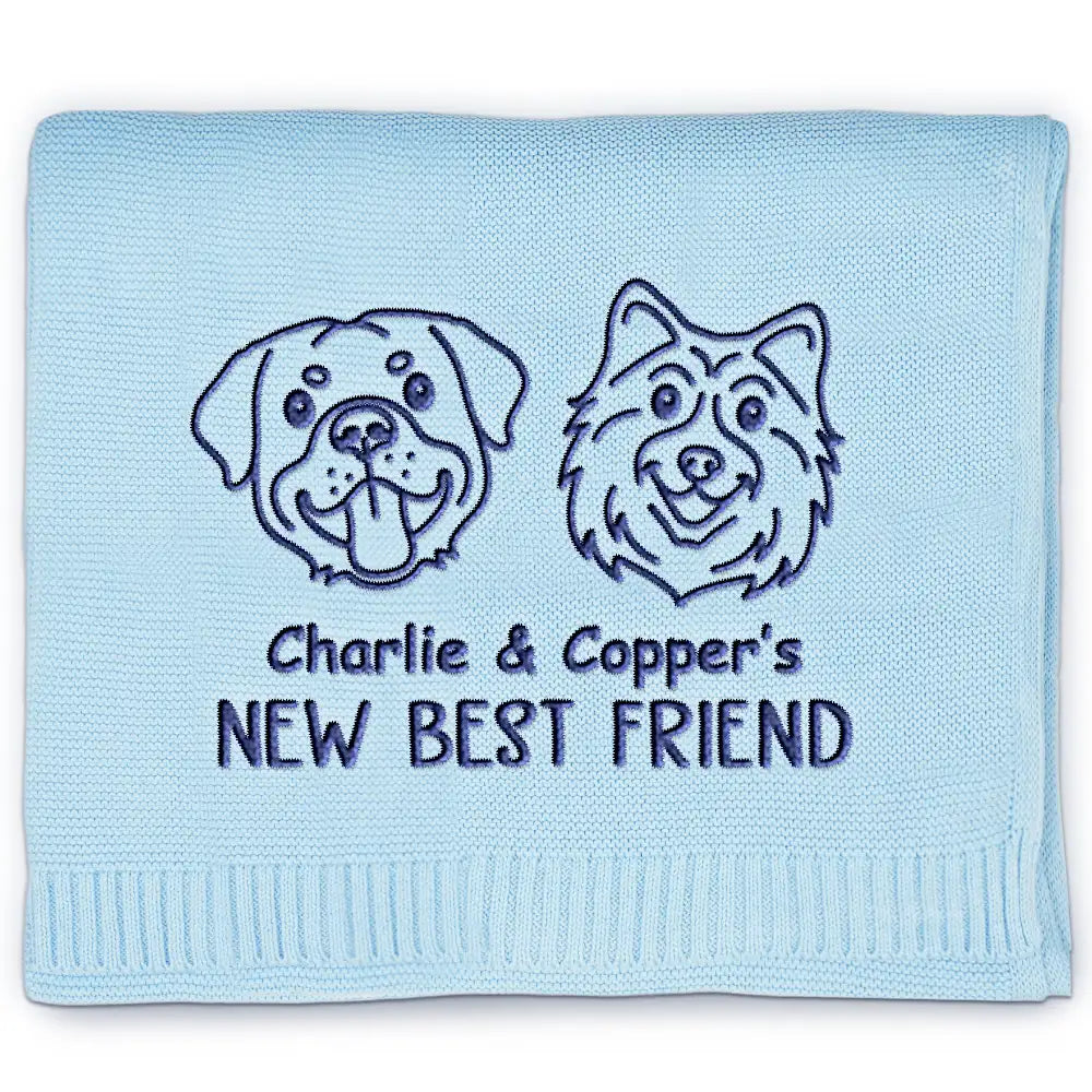 New Best Friend Baby - Personalized Embroidered Knitted Baby Blanket