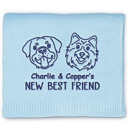 New Best Friend Baby - Personalized Embroidered Knitted Baby Blanket