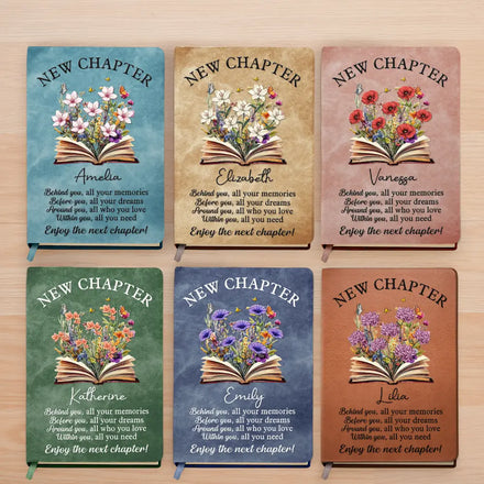 New Chapter Birth Month Flower - Personalized Leather Journal