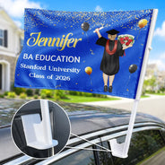 Happy,Graduation,Family,Gift For Daughter,Gift For Grandkids,Vector,Proud - New Graduation Celebration Gifts For Family Friends - Personalized Car Flag