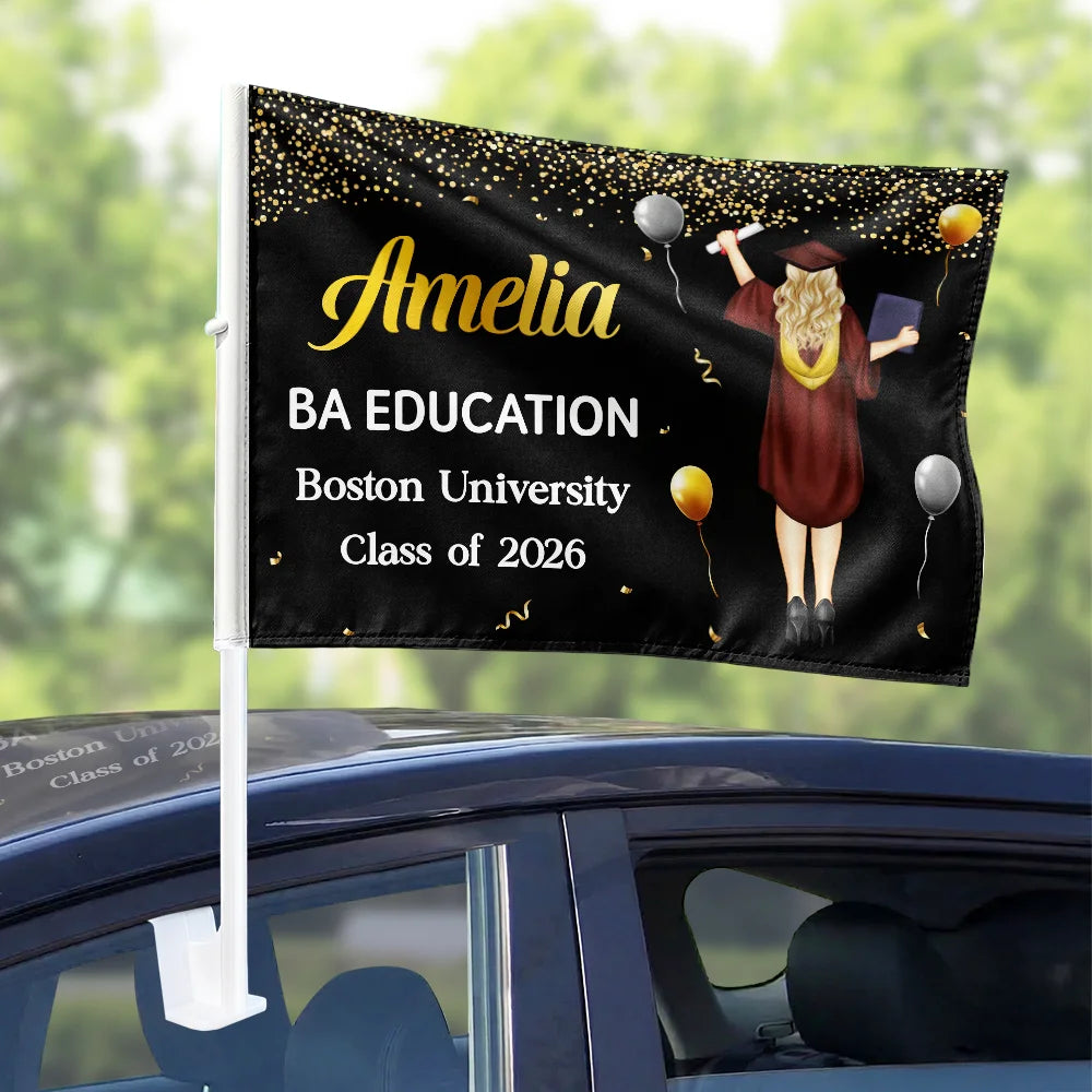 Happy,Graduation,Family,Gift For Daughter,Gift For Grandkids,Vector,Proud - New Graduation Celebration Gifts For Family Friends - Personalized Car Flag
