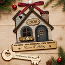 Top Market,Christmas,Married Couple,Gift For Couples,Custom Text,Happy - New Home New Adventures New Memories - Personalized Wooden Ornament With Tag