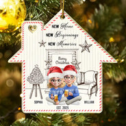 Christmas,Gift For Couples,Happy,Love,Family - New Home New Beginnings New Memories - Personalized Custom Shaped Acrylic Ornament