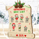 Christmas,Gift For Grandma,Grandma,Grandkids,Mom,Children,Stick Figure - Nice List Of Grandma Mommy - Personalized Custom Shaped Wooden Ornament