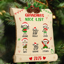 Christmas,Gift For Grandma,Grandma,Grandkids,Mom,Children,Stick Figure - Nice List Of Grandma Mommy - Personalized Custom Shaped Wooden Ornament