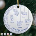 Christmas,Family,Gift For Bestie,Love - No Distance Can Break Family Love - Personalized Circle Ceramic Ornament