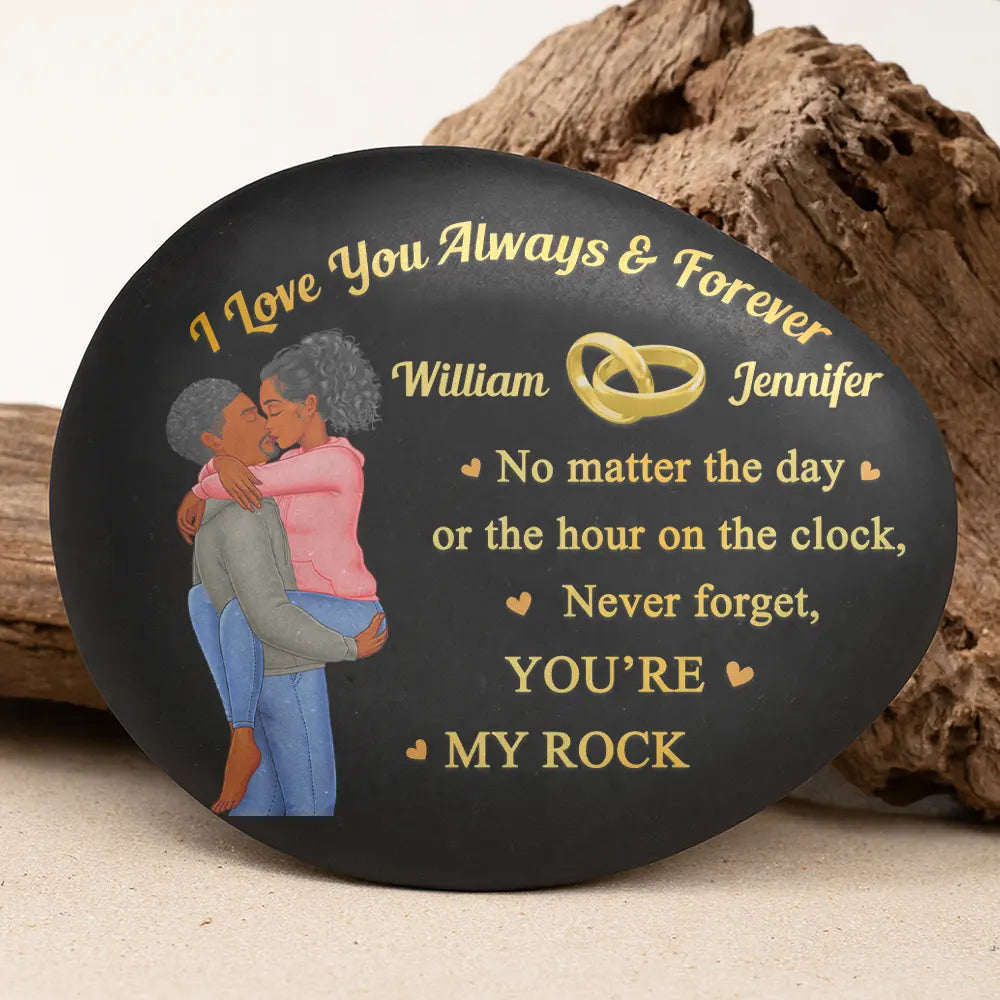 Gift For Couples, Gift For Husband, Gift For Wife, Gift For Boyfriend, Gift For Girlfriend, Happy - No Matter The Hour On The Clock - Personalized Printed Rock