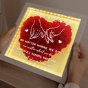 Gift For Mother, Mom - Daughters (Adult), Happy - No Matter Where We Go No Matter What We Do Mother Daughter - Personalized LED Light Flower Shadow Box