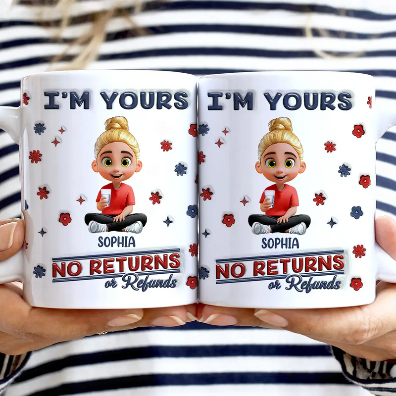 Funny, Parents, Gift For Grandparents, Gift For Mother, Gift For Father, Gift For Grandma, Gift For Grandpa - No Returns Or Refunds Parents - 3D Inflated Effect Printed Mug, Personalized White Edge-to-Edge Mug