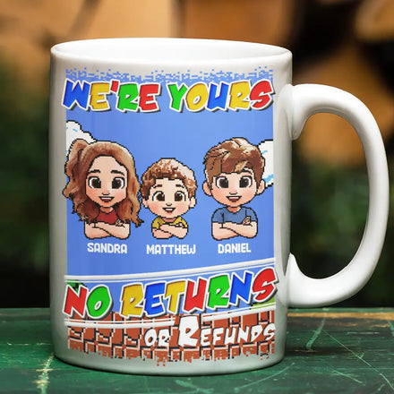 No Returns Or Refunds Pixel Art Kids - Personalized White Edge-to-Edge Mug