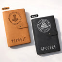 Gift For Women, Gift For Men, Gift For Yourself, Happy - Norse Mythology Viking Runes - Personalized Leather Cable Bag