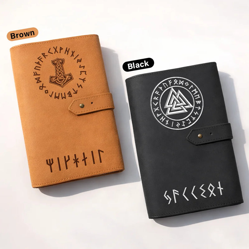 Gift For Women, Gift For Men, Gift For Yourself, Happy - Norse Mythology Viking Runes - Personalized Leather Cable Bag