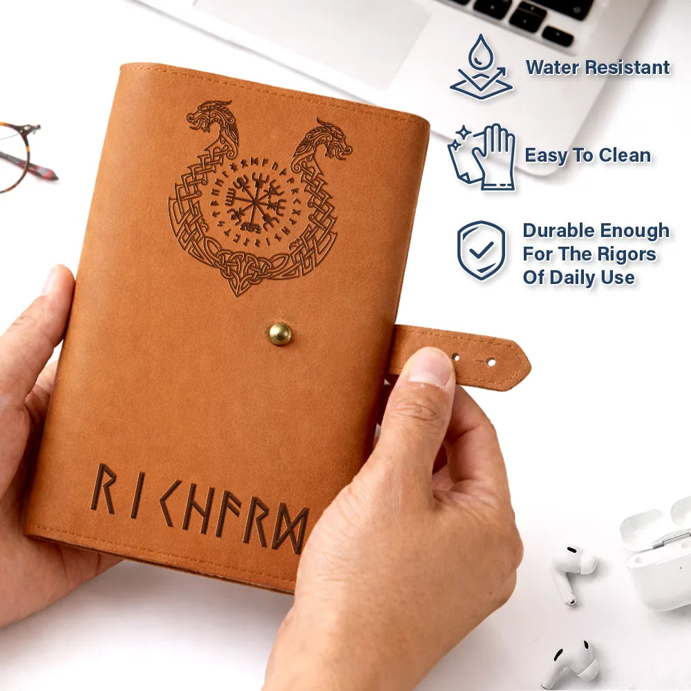 Gift For Women, Gift For Men, Gift For Yourself, Happy - Norse Mythology Viking Runes - Personalized Leather Cable Bag