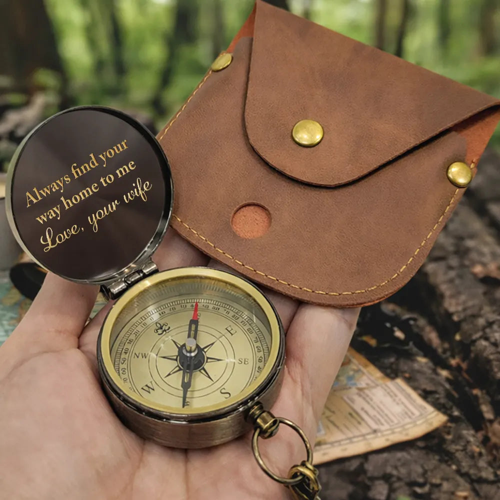 Gift For Husband,Gift For Boyfriend,Gift For Men,Gift For Father,Happy,Non-Eng - Not All Who Wander Are Loss Dad & Children - Personalized Engraved Brass Compass