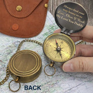 Gift For Husband,Gift For Boyfriend,Gift For Men,Gift For Father,Happy,Non-Eng - Not All Who Wander Are Loss Dad & Children - Personalized Engraved Brass Compass