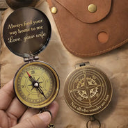Gift For Husband,Gift For Boyfriend,Gift For Men,Gift For Father,Happy,Non-Eng - Not All Who Wander Are Loss Dad & Children - Personalized Engraved Brass Compass