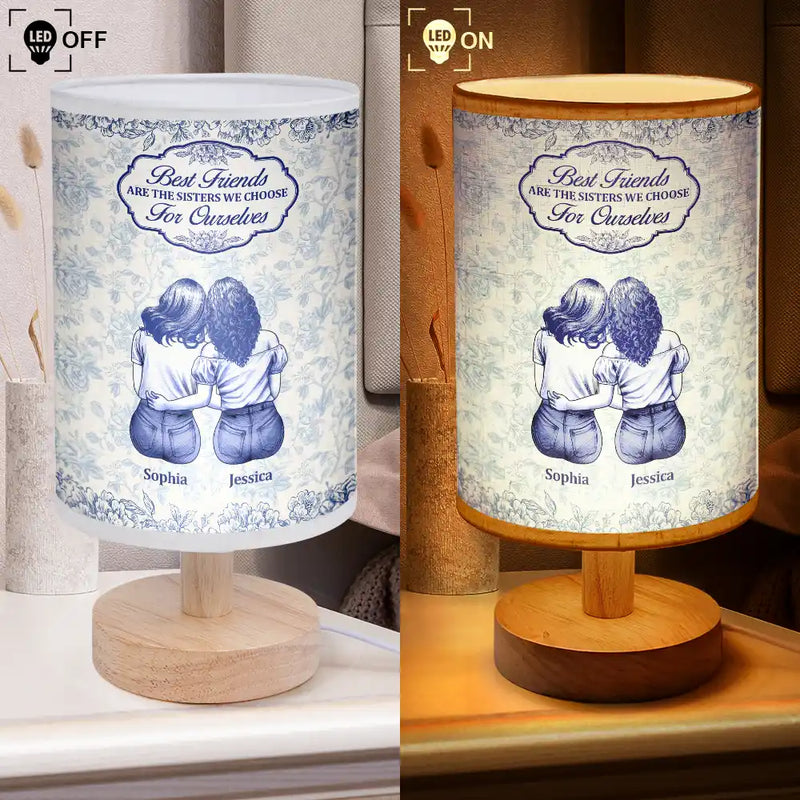 Gift For Bestie, Gift For Women, Christmas, Happy - Not Sisters By Blood But Sisters By Heart - Personalized Fabric Lamp