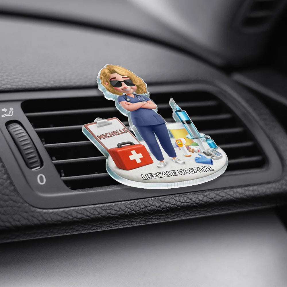 Happy,Nurse,Gift For Yourself - Nurse Happy On The Road - Personalized Acrylic Car Vent Clip