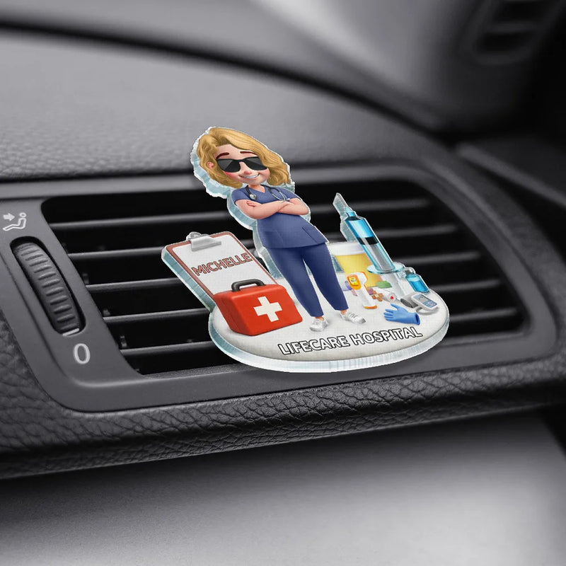 Happy,Nurse,Gift For Yourself - Nurse Happy On The Road - Personalized Acrylic Car Vent Clip