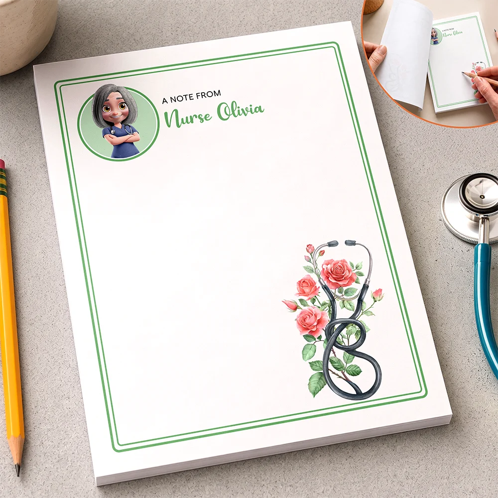 Nurse,Proud,Vector - A Note From School Nurse With Birth Flower - Personalized Notepad