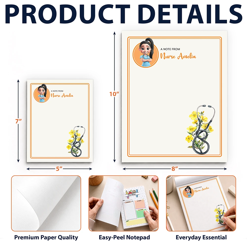 Nurse,Proud,Vector - Nurse Birth Flower Note - Personalized Notepad