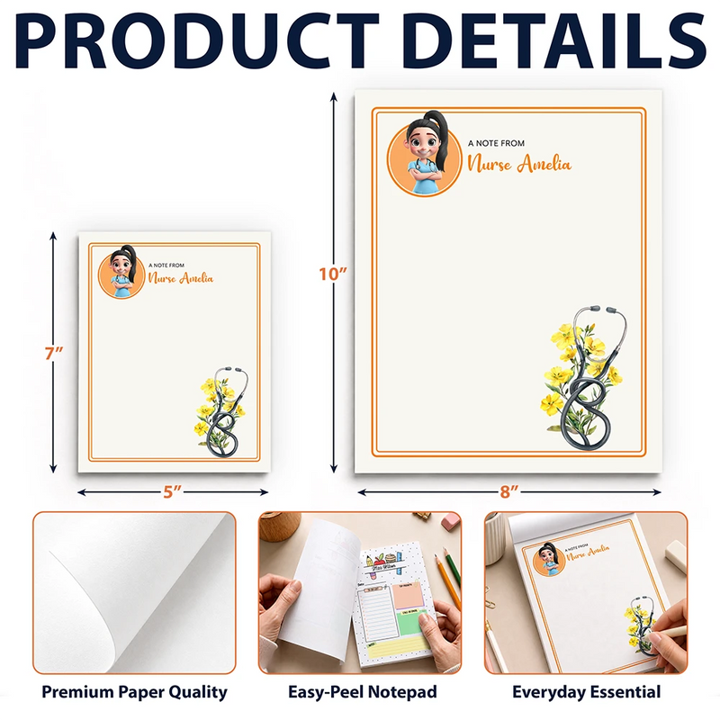 Nurse,Proud,Vector - Nurse Birth Flower Note - Personalized Notepad