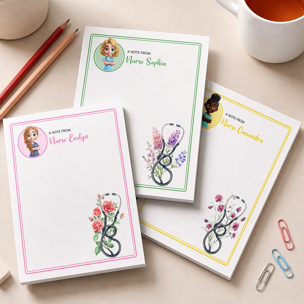 Nurse,Proud,Vector - Nurse Birth Flower Note - Personalized Notepad