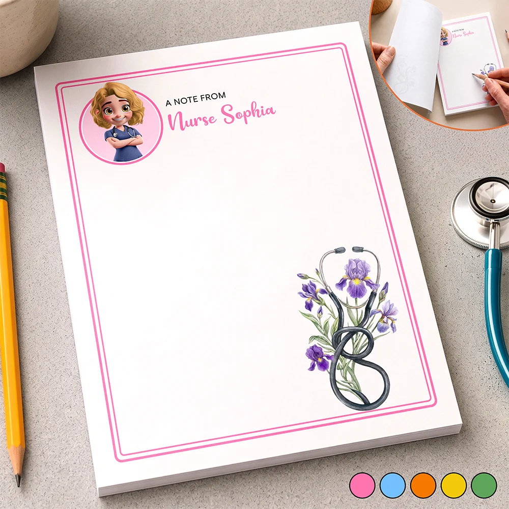 Nurse,Proud,Vector - Nurse Birth Flower Note - Personalized Notepad