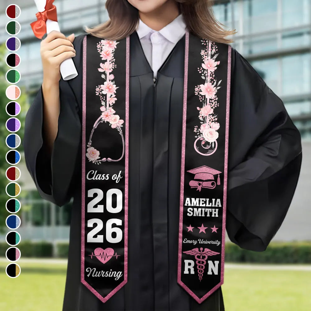 Nursing Flower Graduation - Personalized Stoles