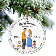 Dog Parents To Human Parents Baby Expecting - Personalized Circle Ceramic Ornament