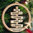 Travel Couple Goal, Destination Of All Year - Personalized Custom Shaped Wooden Ornament