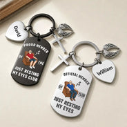 Gift For Husband,Gift For Grandpa,Gift For Father,Retirement,Non-Eng,Vector,Humorous - Official Member Of Club Just Resting My Eyes - Personalized Stainless Steel Keychain