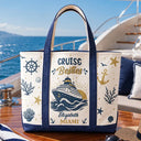 Gift For Bestie, Icon, Happy - Oh Ship It’s A Girls Trip - Personalized Fabric Tote Bag