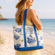 Gift For Bestie, Icon, Happy - Oh Ship It’s A Girls Trip - Personalized Fabric Tote Bag