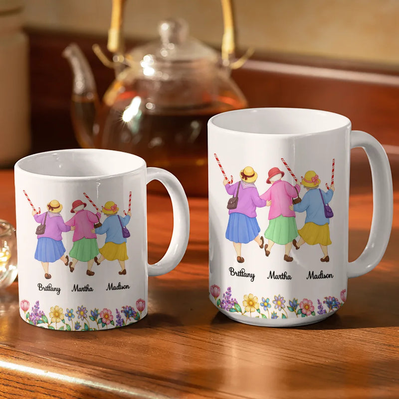 Old Best friends, Gift For Women, Happy, Top Market - Old Best Friends Because Of You I Laugh A Little Harder - Personalized White Edge-to-Edge Mug