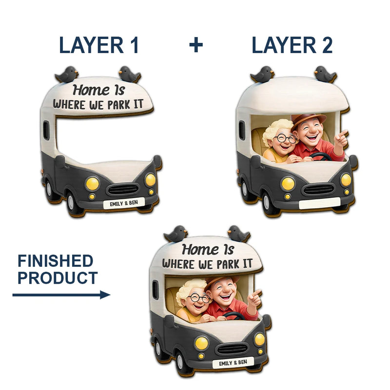 Old Couples,Gift For Wife,Gift For Husband,Camping,Happy - Old Couple Camping Partners For Life - Personalized Custom Shaped Car Visor Clip