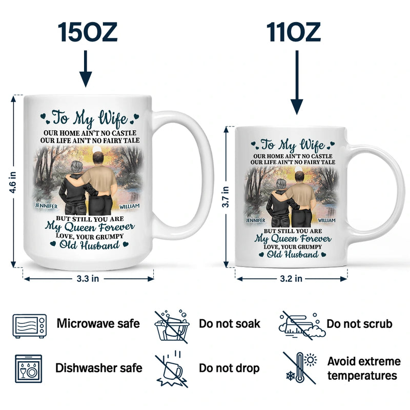 Gift For Couples, Old Couples, Gift For Husband, Gift For Wife, Happy - Old Couple Our Home Ain't No Castle - Personalized Mug