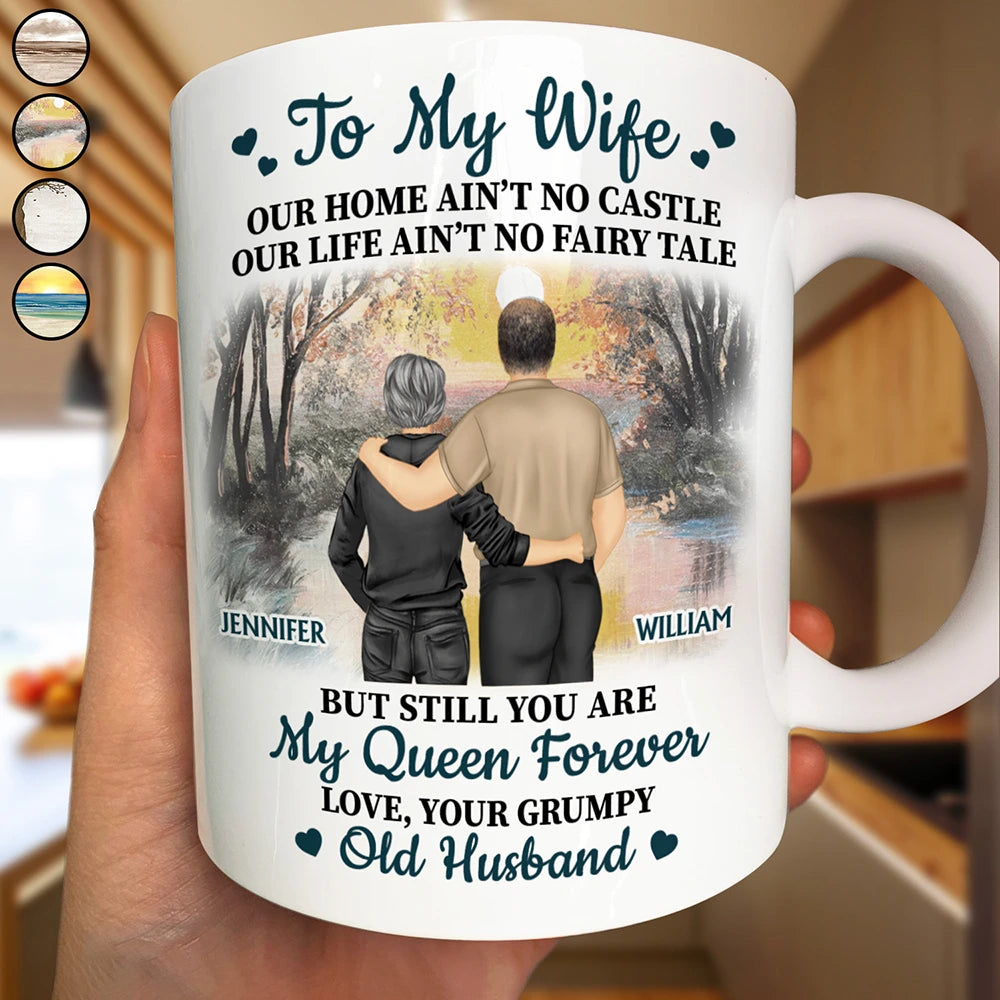 Gift For Couples, Old Couples, Gift For Husband, Gift For Wife, Happy - Old Couple Our Home Ain't No Castle - Personalized Mug