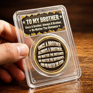 Top Market,Sentimental,Gift For Brother,Gift For Cousin,Christmas,Gift For Sibling,Icon - Once A Brother Always A Brother Gift For Brothers Metal Effect - Personalized Commemorative Keepsake Coin
