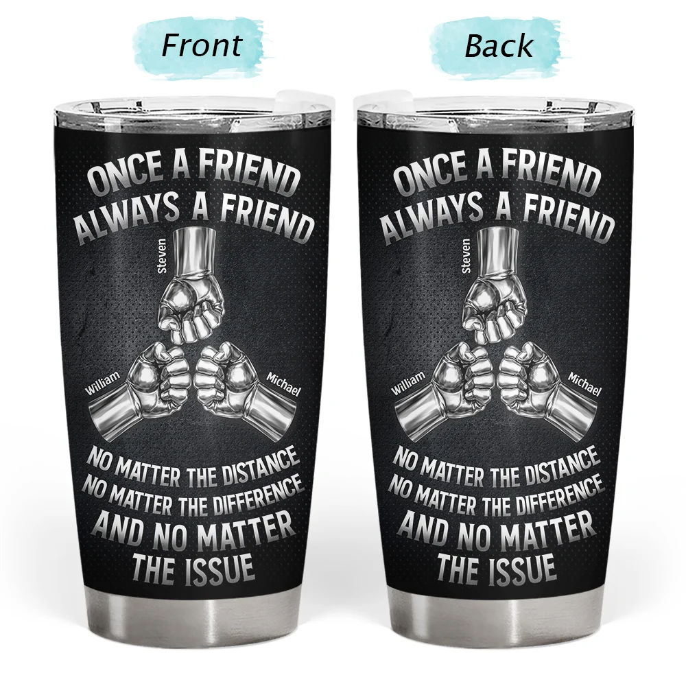 Gift For Brothers,Cousin,Happy - Once A Brother Always A Brother Metal Effect Hand Punch - Personalized Tumbler