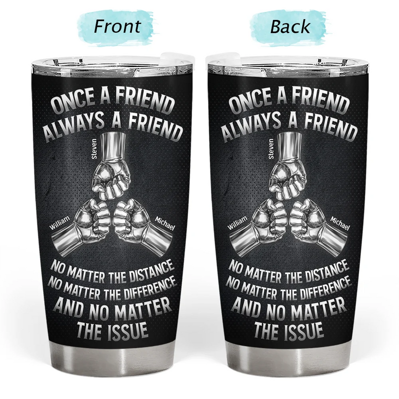 Gift For Brothers,Cousin,Happy - Once A Brother Always A Brother Metal Effect Hand Punch - Personalized Tumbler
