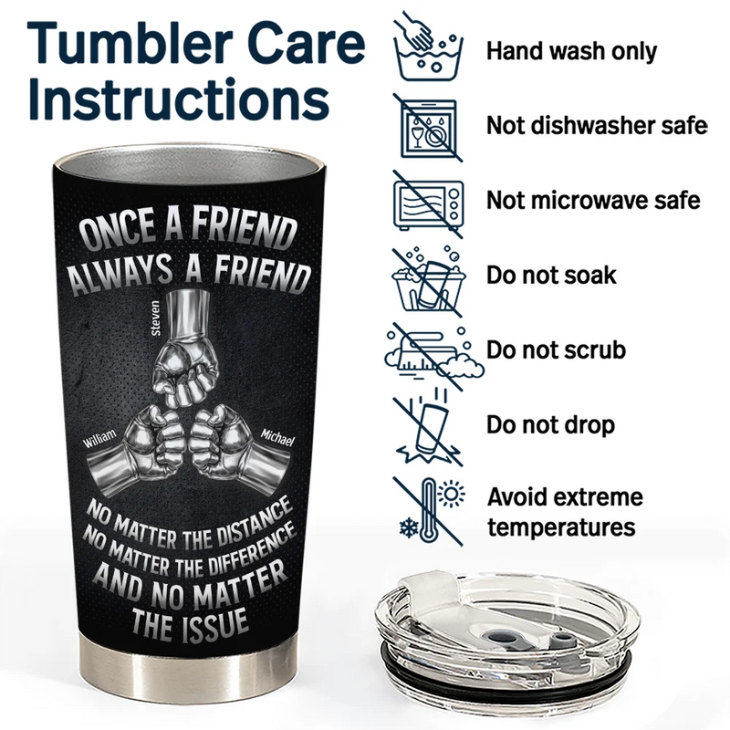 Gift For Brothers,Cousin,Happy - Once A Brother Always A Brother Metal Effect Hand Punch - Personalized Tumbler
