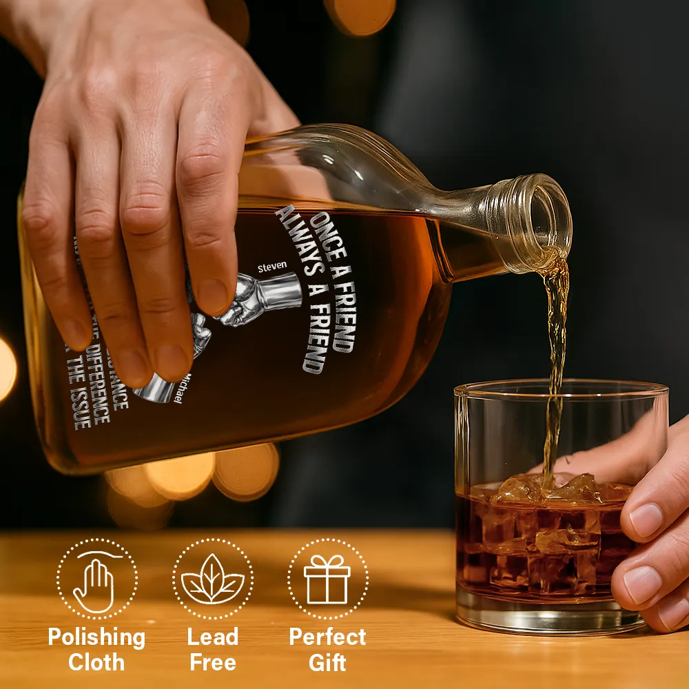 Gift For Brothers,Cousin,Happy - Once A Brother Always A Brother Metal Effect Hand Punch - Personalized Whiskey Bottle