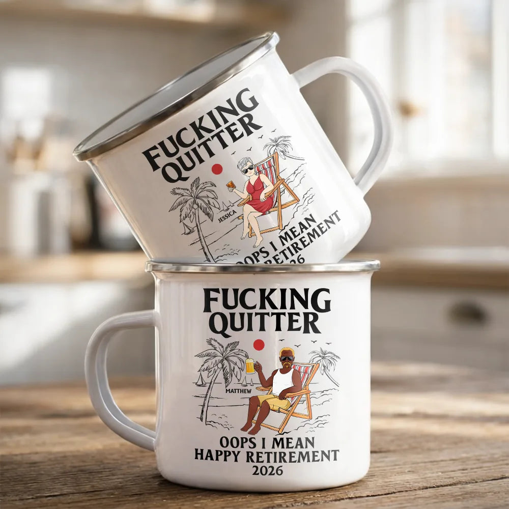 Gift For Husband,Gift For Wife,Parents,Gift For Women,Gift For Yourself,Gift For Men,Funny,Gift For Grandpa,Gift For Grandma,Gift For Father,Gift For Mother - Oops I Mean Happy Retirement - Personalized Enamel Mug