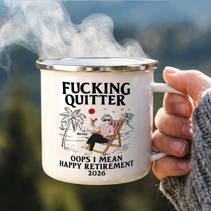 Gift For Husband,Gift For Wife,Parents,Gift For Women,Gift For Yourself,Gift For Men,Funny,Gift For Grandpa,Gift For Grandma,Gift For Father,Gift For Mother - Oops I Mean Happy Retirement - Personalized Enamel Mug