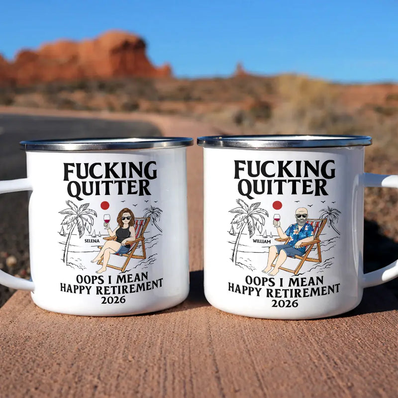 Gift For Husband,Gift For Wife,Parents,Gift For Women,Gift For Yourself,Gift For Men,Funny,Gift For Grandpa,Gift For Grandma,Gift For Father,Gift For Mother - Oops I Mean Happy Retirement - Personalized Enamel Mug